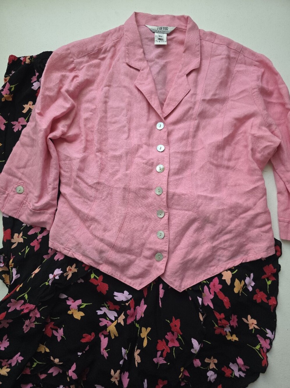 Vintage Y2k Womens Skirt And Button Down Top Set-pink And Black